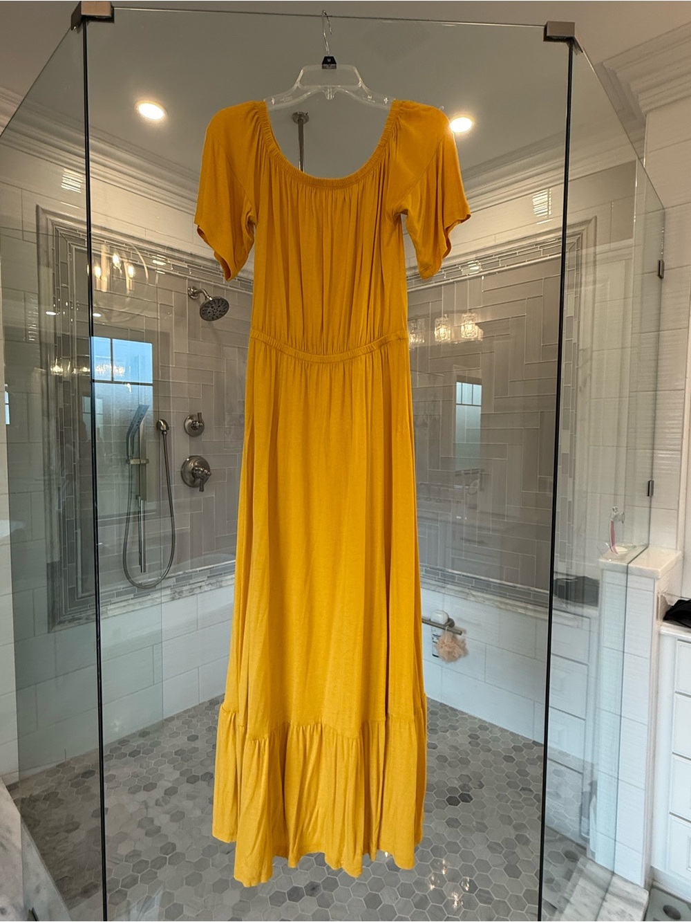 VENUS Mustard Yellow Maxi Dress with Tiered Hem